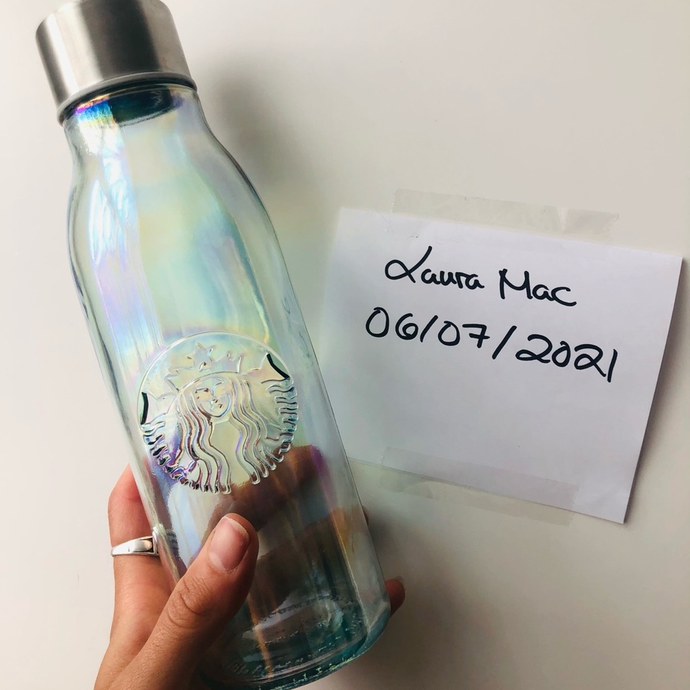 Starbucks glass iridescent water bottle